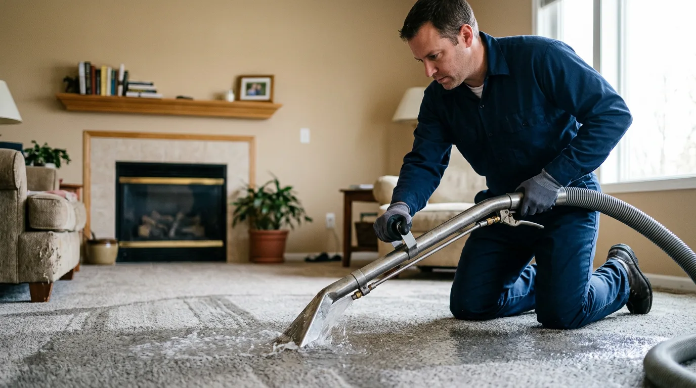 Water damage restoration technician working near Harris, NY